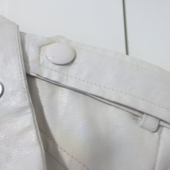 BEBE off white zip up faux leather jacket with light shoulder pads - Picture 14 of 16